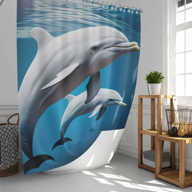 3D Dolphin Character Shower Curtain