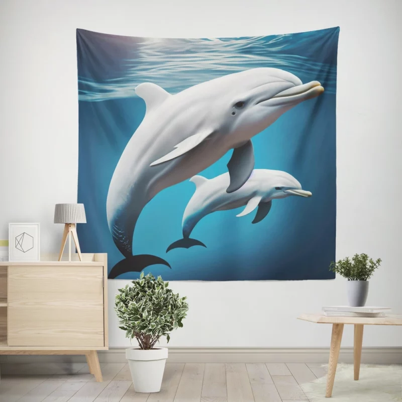 3D Dolphin Character Wall Tapestry