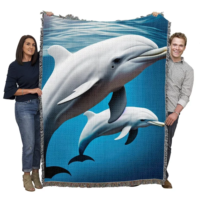 3D Dolphin Character Woven Blanket