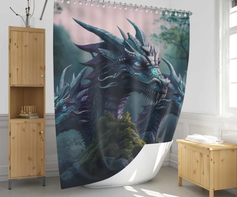 3D Hydra Illustration Shower Curtain 1