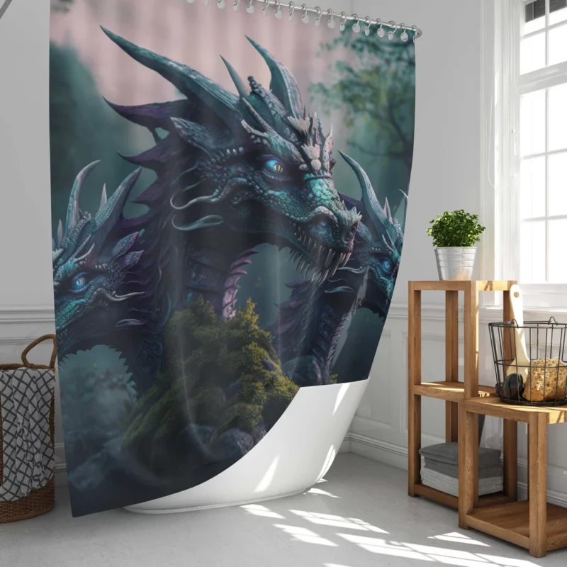 3D Hydra Illustration Shower Curtain