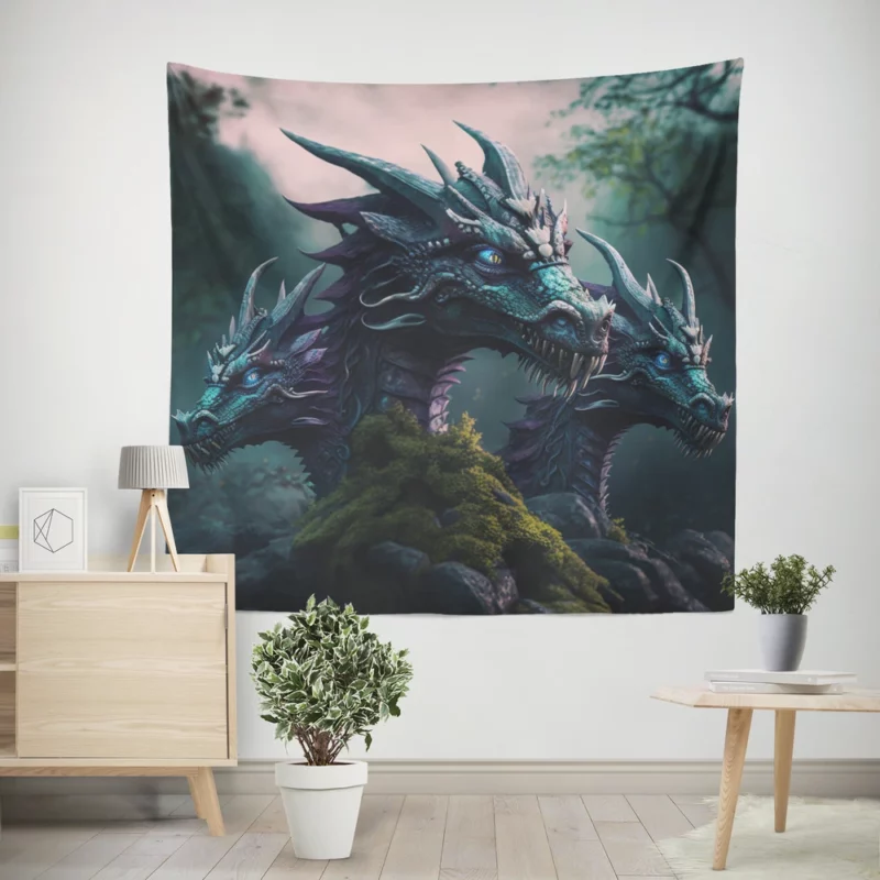 3D Hydra Illustration Wall Tapestry