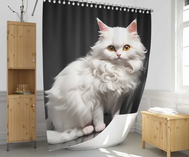 AI Generated Angora Cat Shower Curtain 1