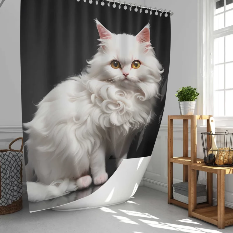 AI Generated Angora Cat Shower Curtain