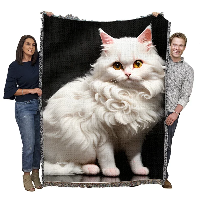 AI Generated Angora Cat Woven Blanket