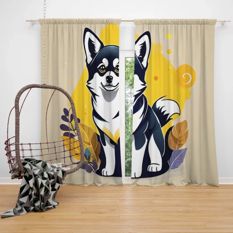 Adorable Alaskan Pup Klee Kai Dog Curtain