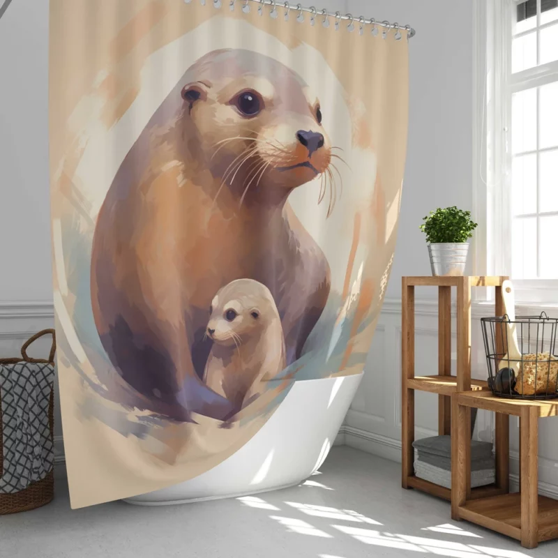 Adorable Baby Otter Shower Curtain