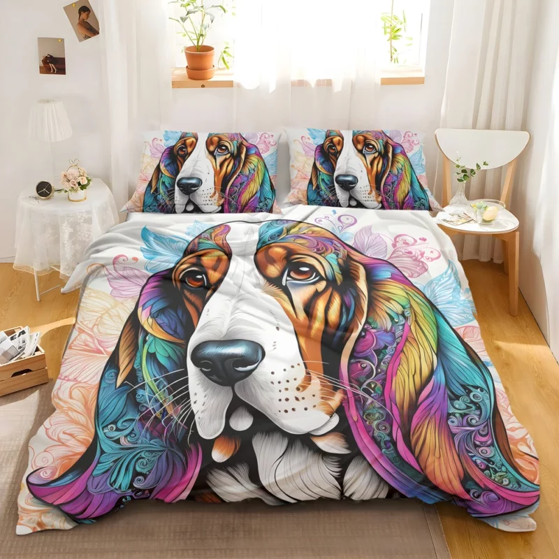 Adorable Basset Hound Pup Dog Charm Bedding Set 2