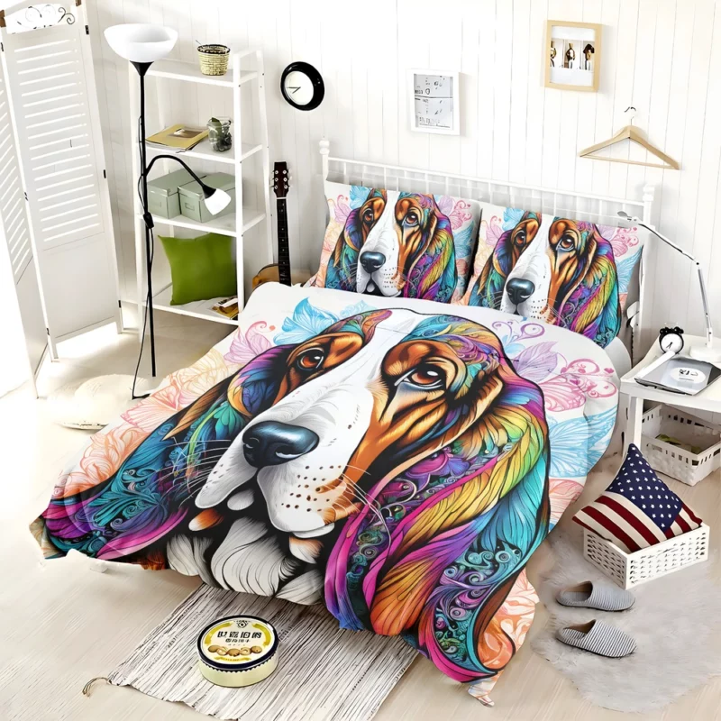 Adorable Basset Hound Pup Dog Charm Bedding Set