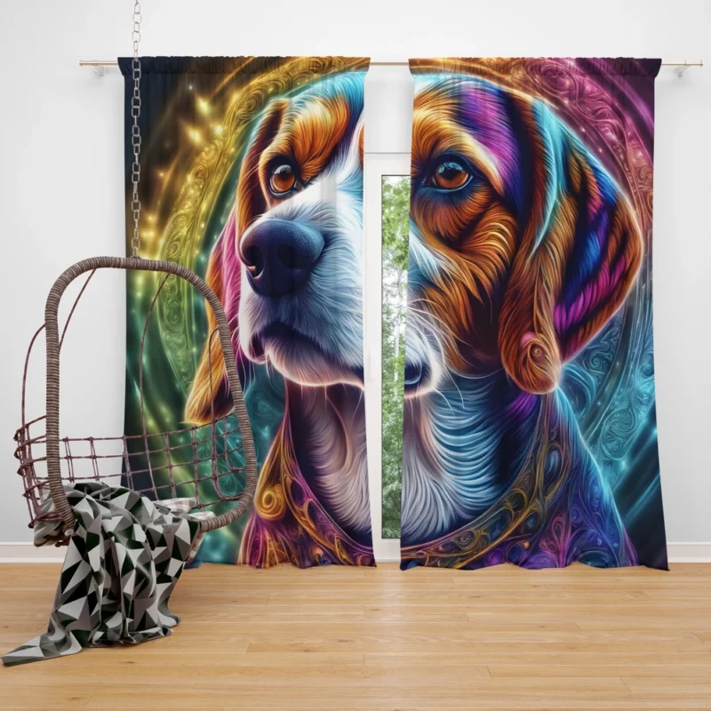 Adorable Beagle Pup Dog Charm Curtain