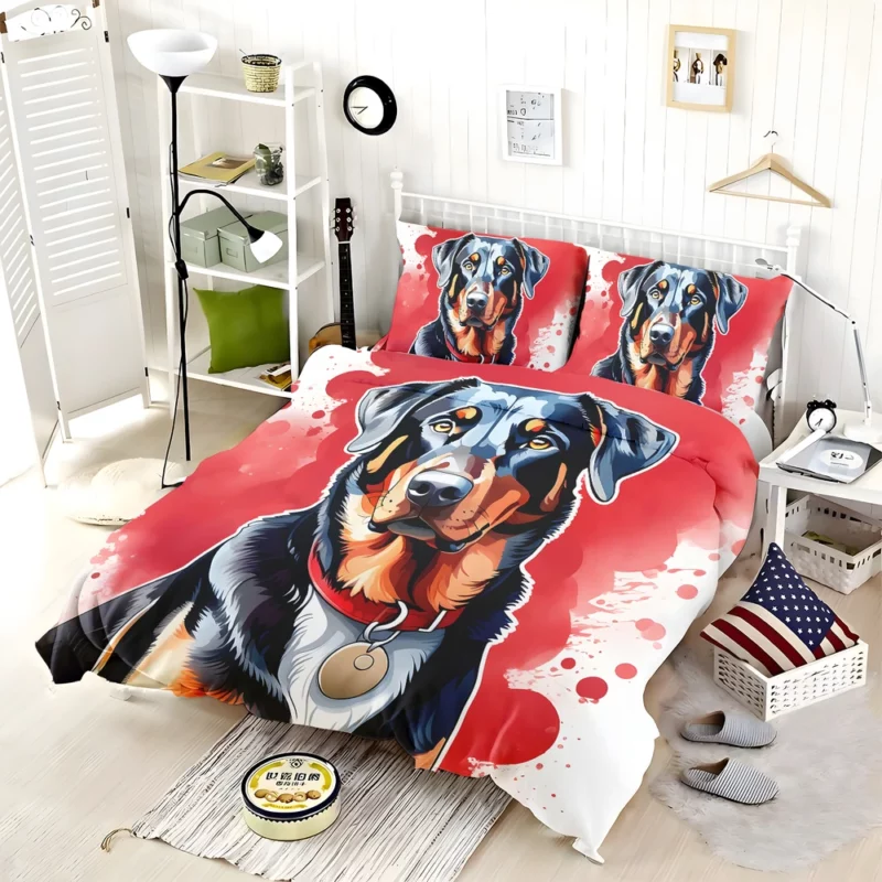 Adorable Beauceron Pup Dog Charm Bedding Set