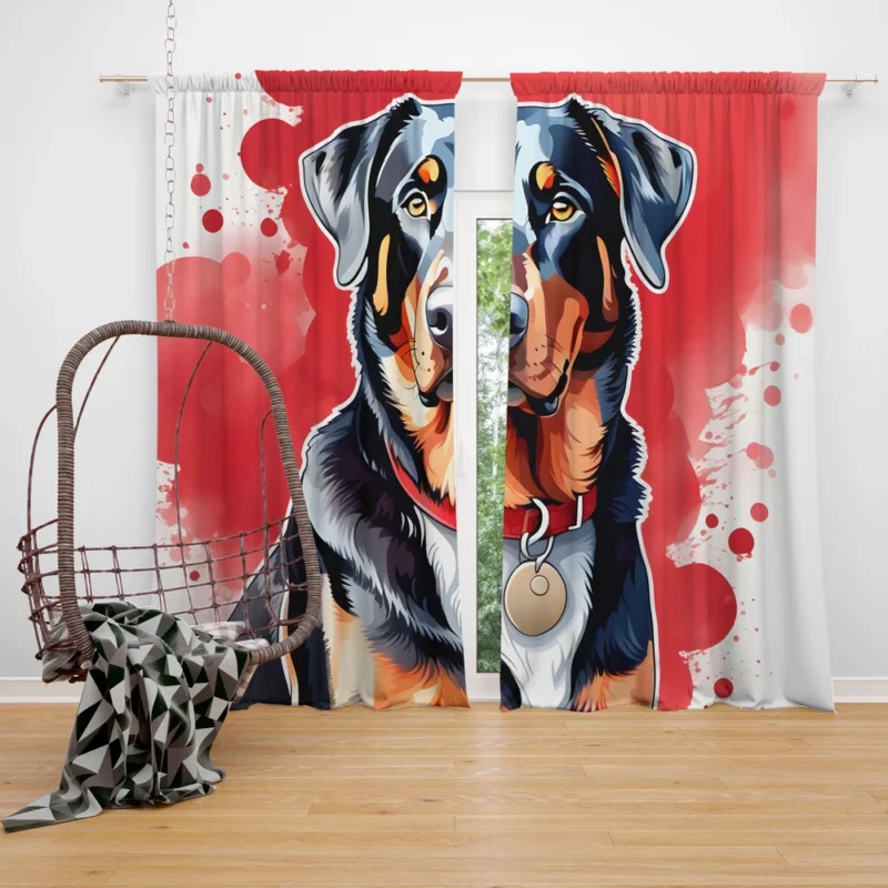 Adorable Beauceron Pup Dog Charm Curtain