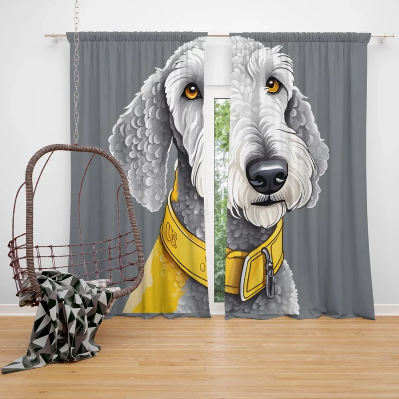 Adorable Bedlington Terrier Pup Dog Charm Curtain