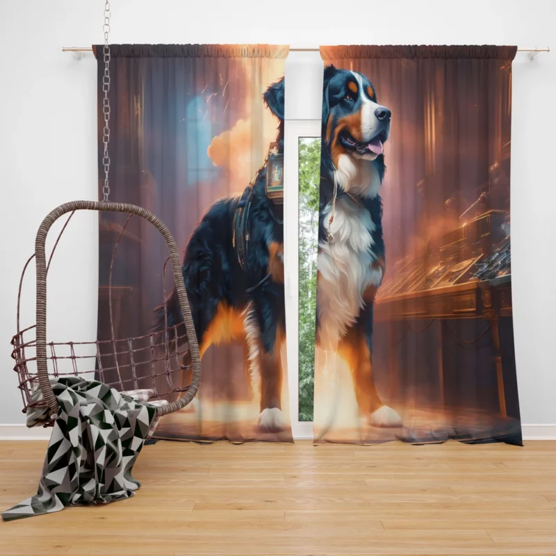 Adorable Bernese Mountain Dog Charm Curtain