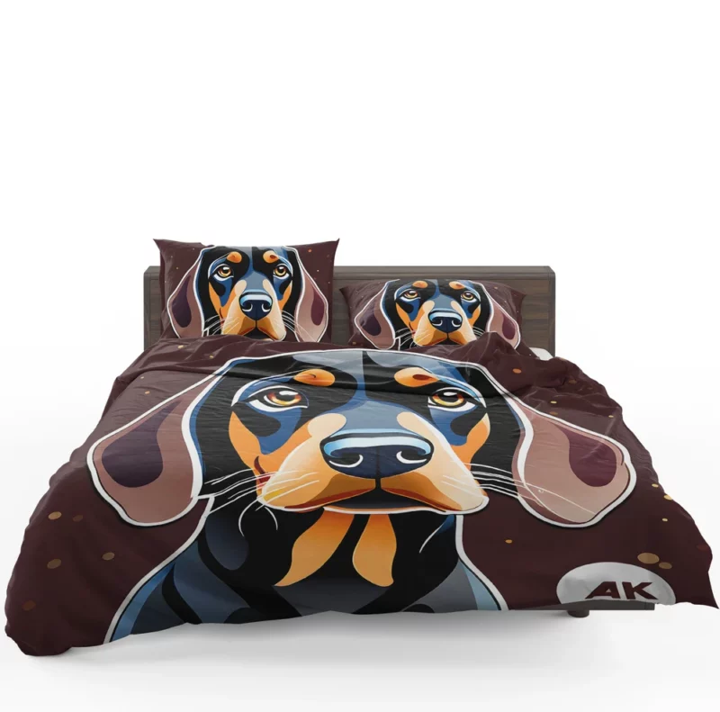 Adorable Black and Tan Coonhound Dog Charm Bedding Set 1