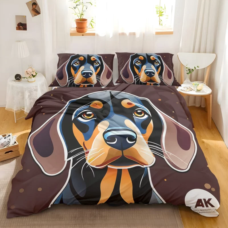 Adorable Black and Tan Coonhound Dog Charm Bedding Set 2