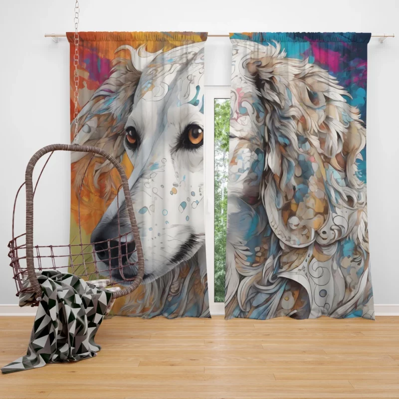 Adorable Borzoi Dog Charm Curtain