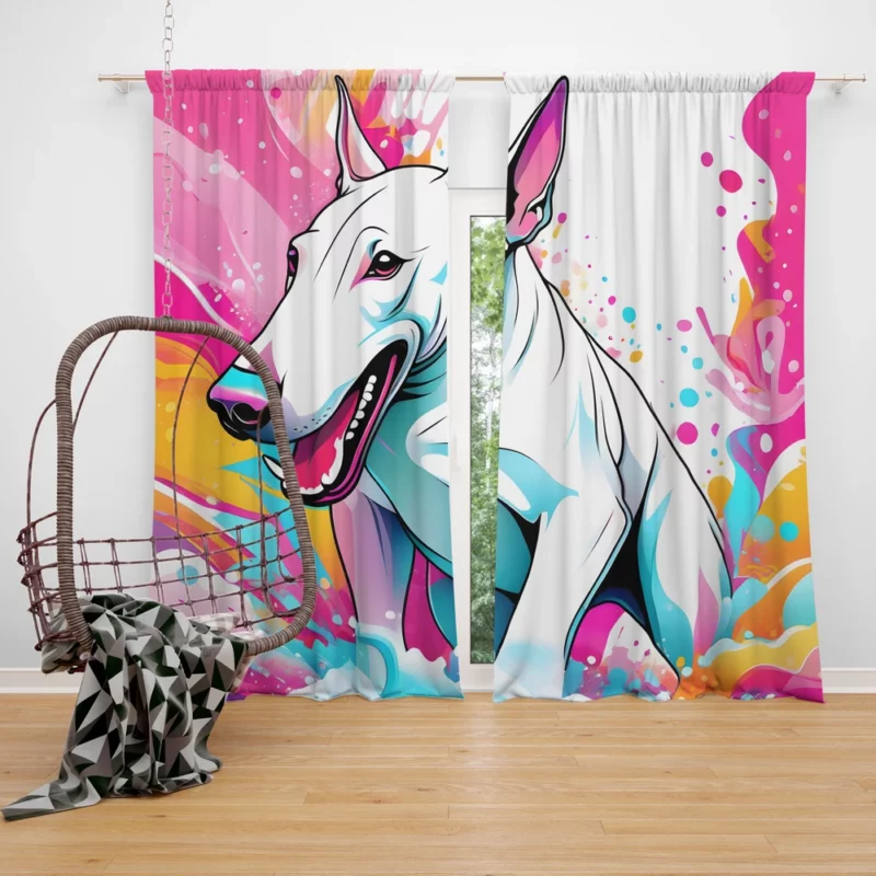 Adorable Bull Terrier Dog Charm Curtain