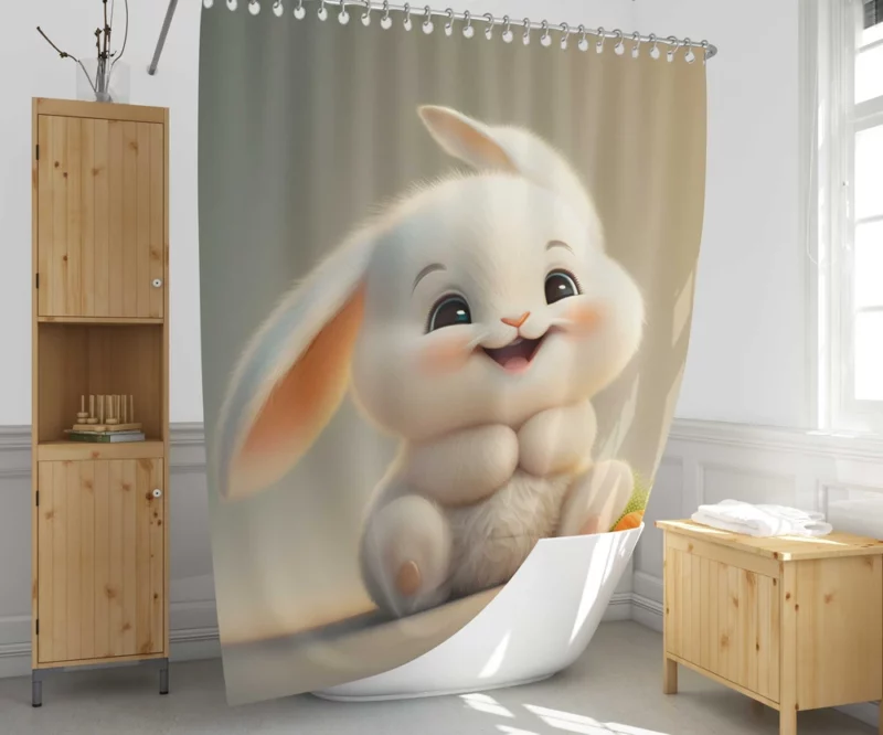 Adorable Bunny Artwork Shower Curtain 1