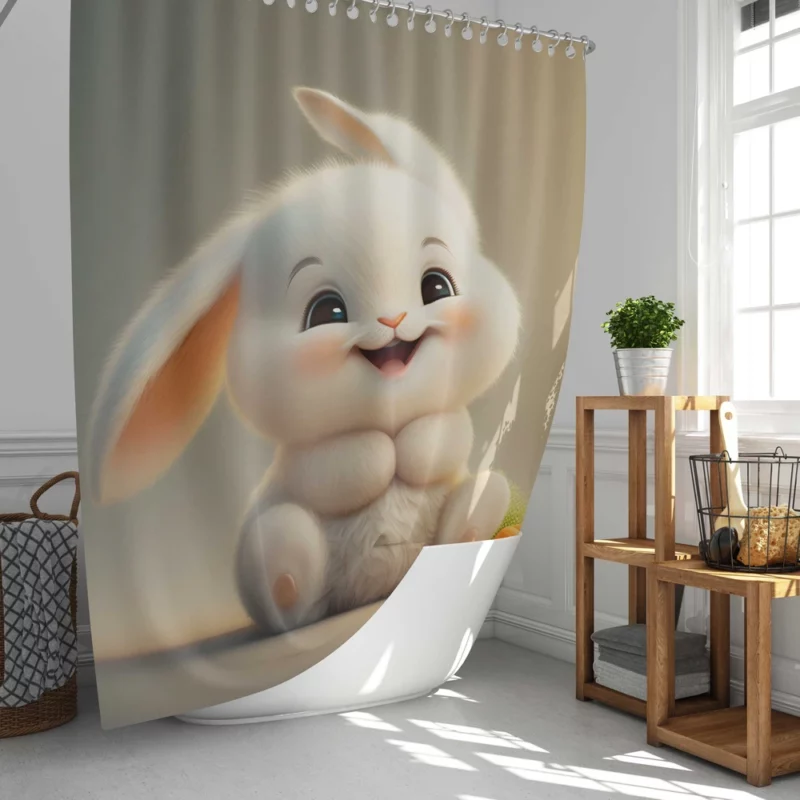 Adorable Bunny Artwork Shower Curtain