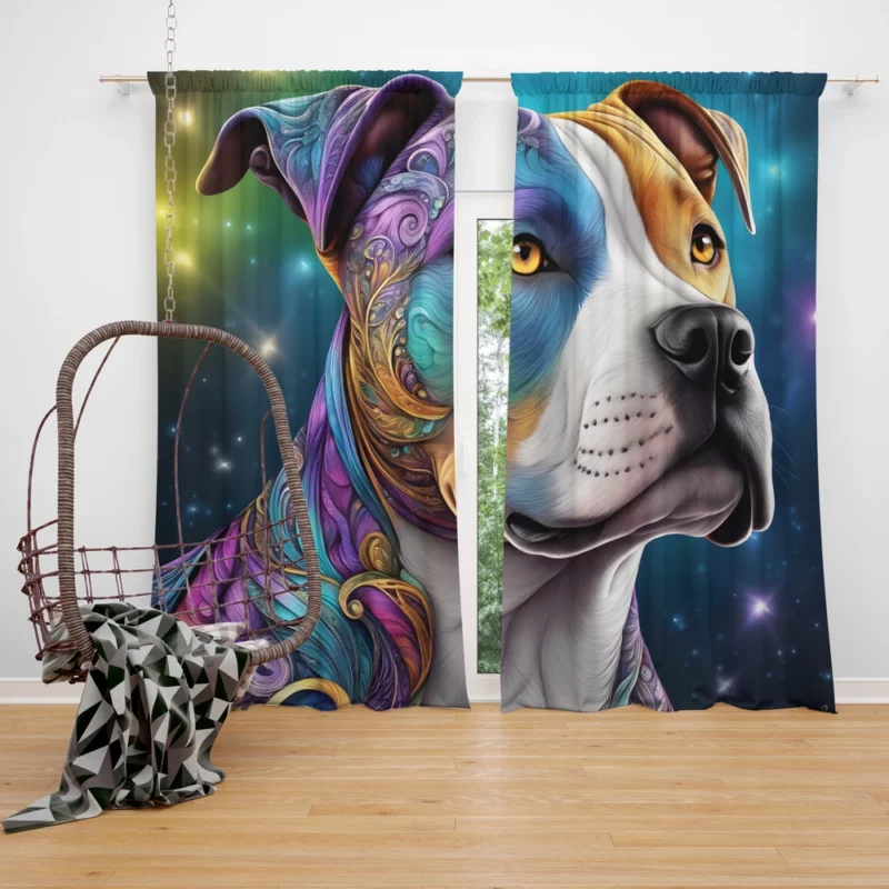 Adorable Charm American Staffordshire Terrier Dog Curtain