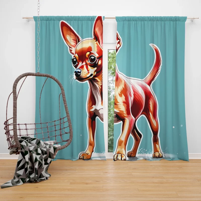 Adorable Ears Russian Toy Terrier Dog Curtain