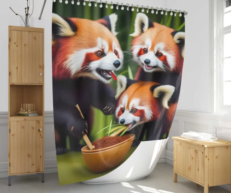 Adorable Kids Panda in Bamboo Haven Shower Curtain 1