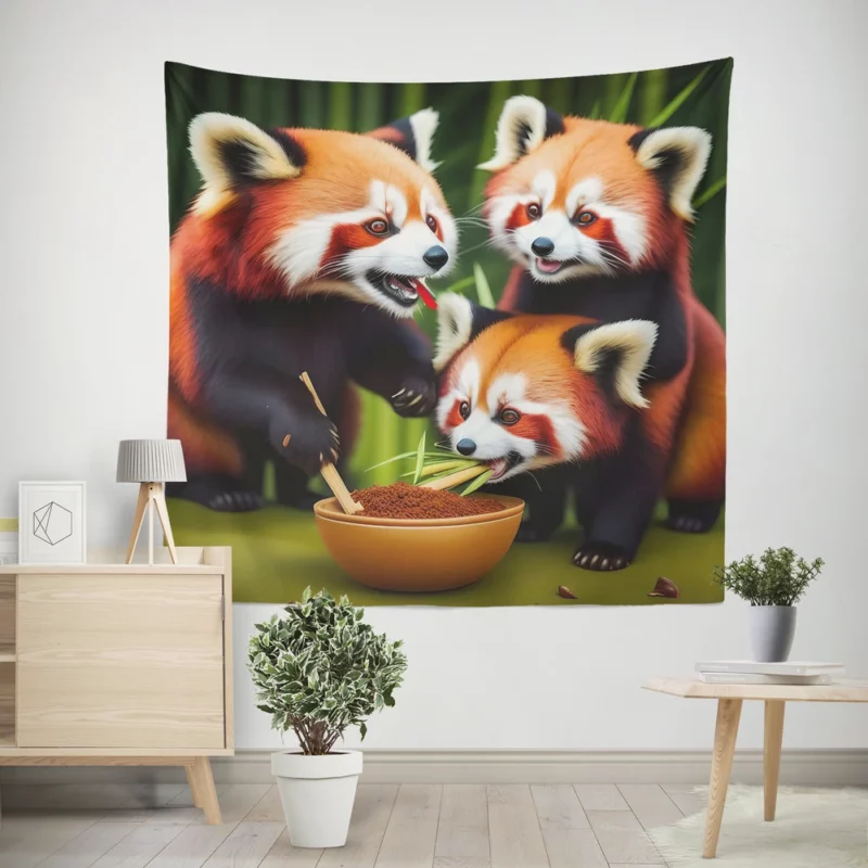 Adorable Kids Panda in Bamboo Haven Wall Tapestry