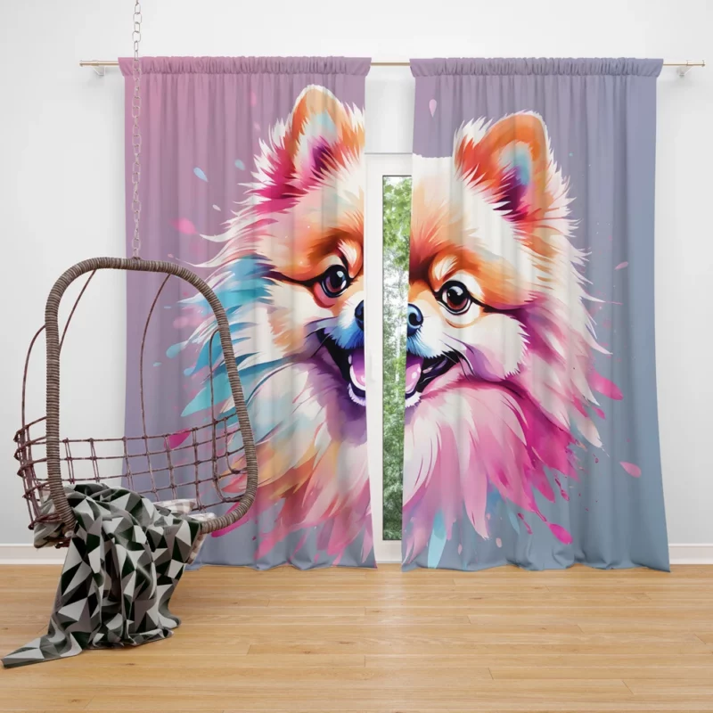 Adorable Pomeranian Petite Dog Charmer Curtain