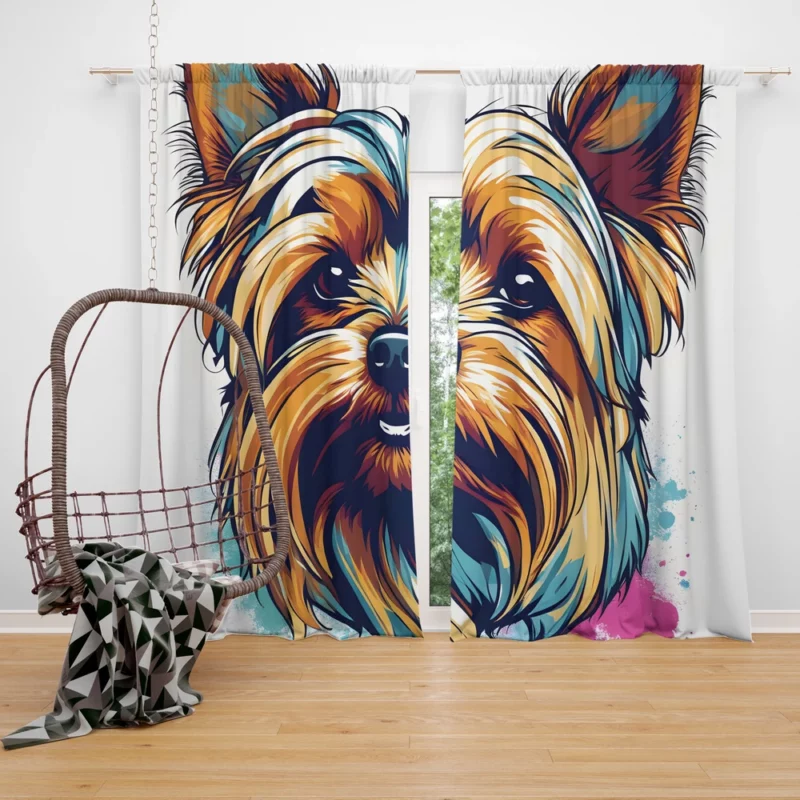 Affectionate Beauty Terrier Yorkshire Terrier Dog Curtain