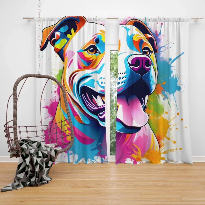 Affectionate Pal American Staffordshire Terrier Dog Curtain