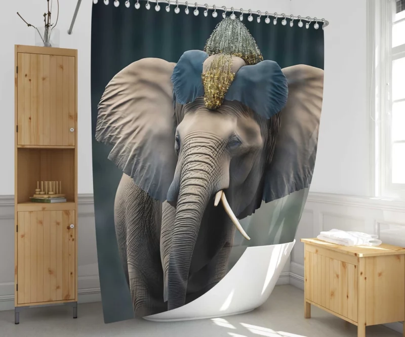 African Elephant Portrait Art Shower Curtain 1
