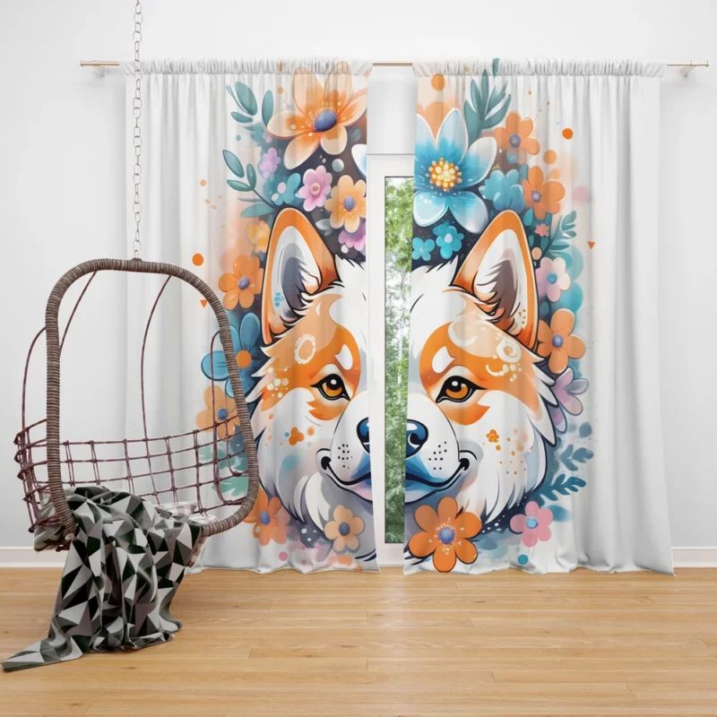 Akita Majesty Dog Noble Stature Curtain