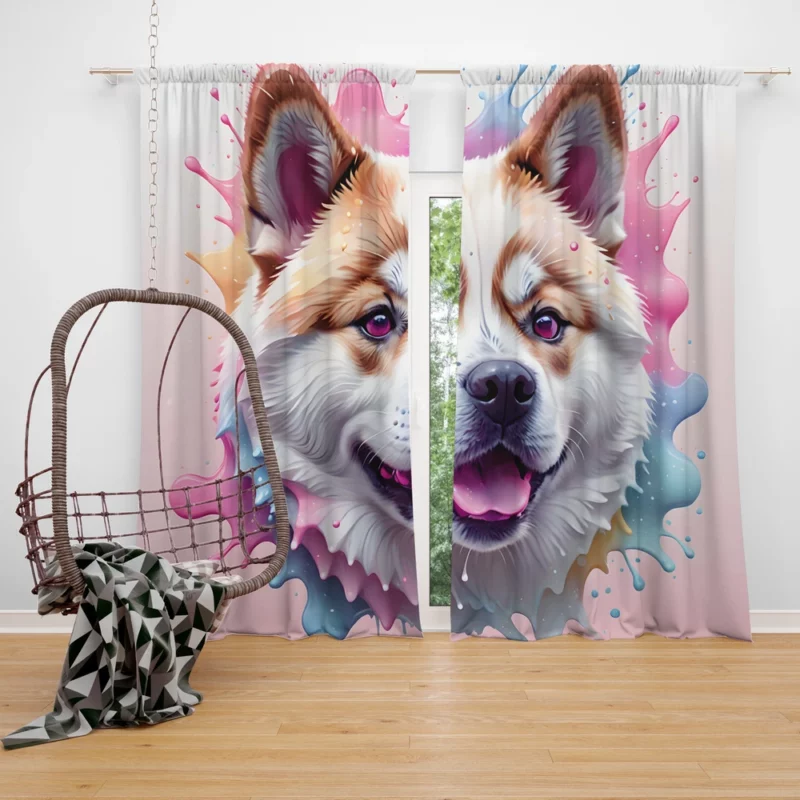 Akita Vigilance Dog Watchful Nature Curtain