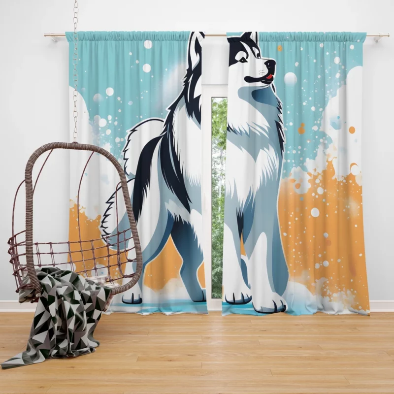 Alaskan Malamute Guardian Dog Strength Curtain