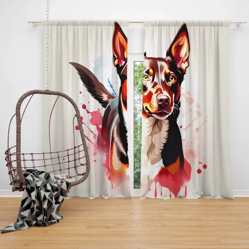 Alert Australian Kelpie Dog Canine Vigilance Curtain