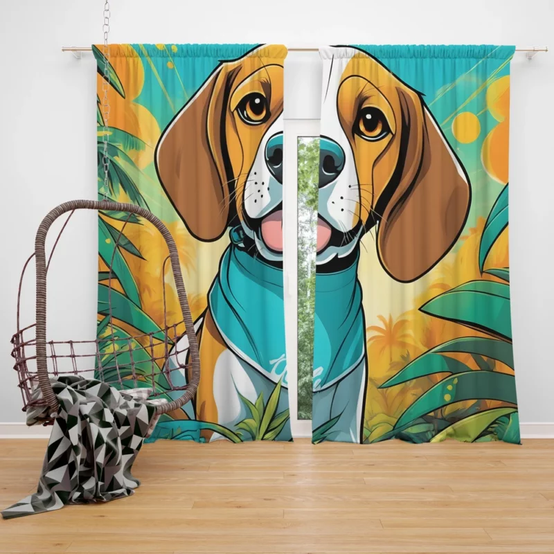 Alert Beagle Majesty Dog Presence Curtain