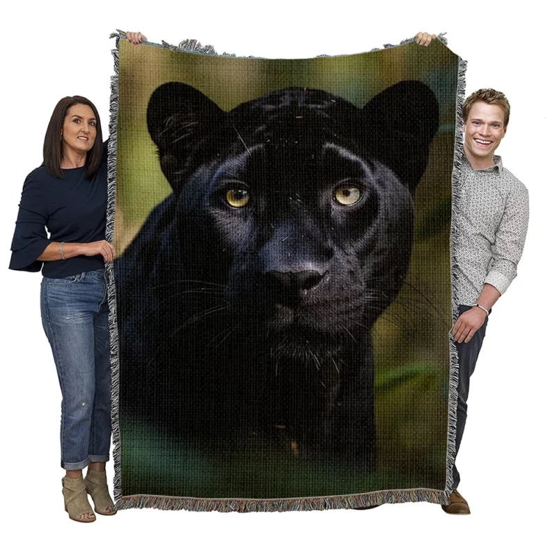 Alert Tiger Walking in Nature Woven Blanket