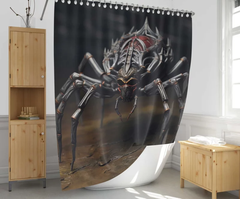 Alien Black Spider Shower Curtain 1