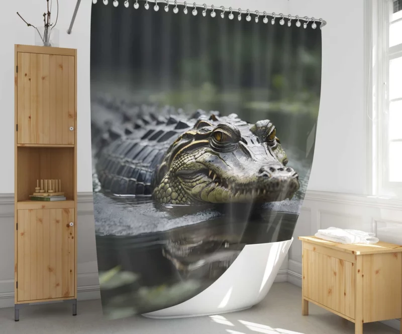 Alligator in Murky Water Shower Curtain 1