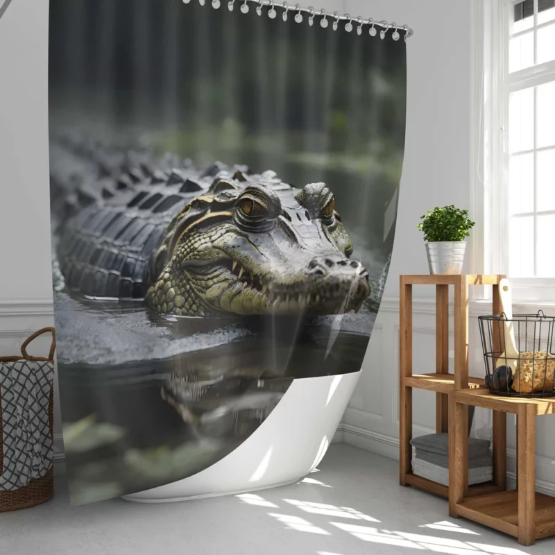 Alligator in Murky Water Shower Curtain