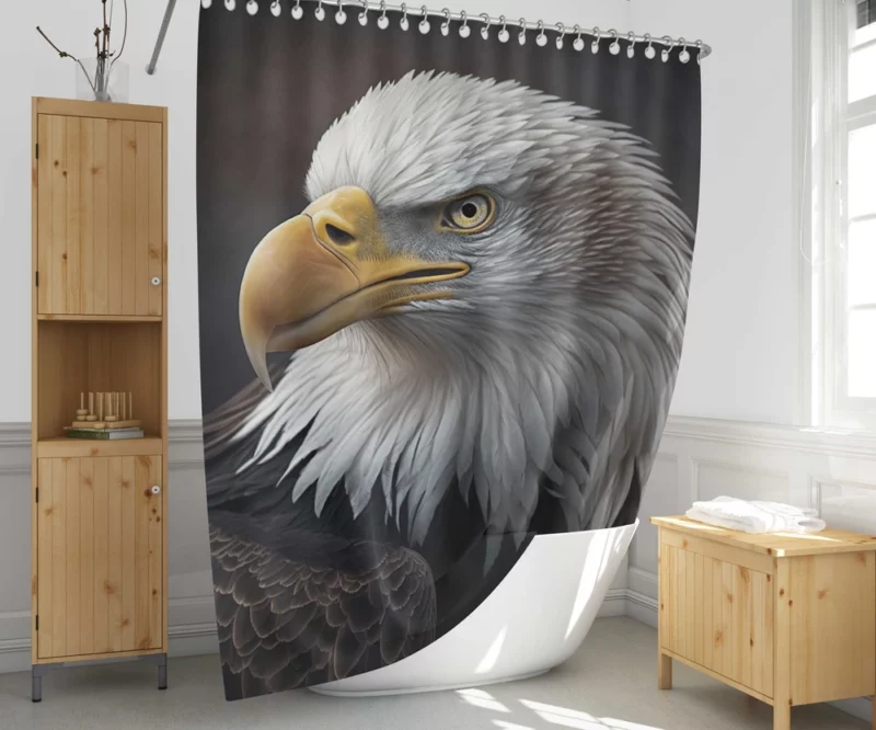 Angry Bald Eagle Artwork Shower Curtain 1