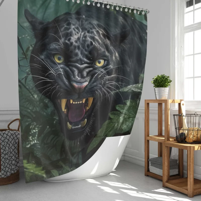 Angry Black Panther in Jungle Shower Curtain