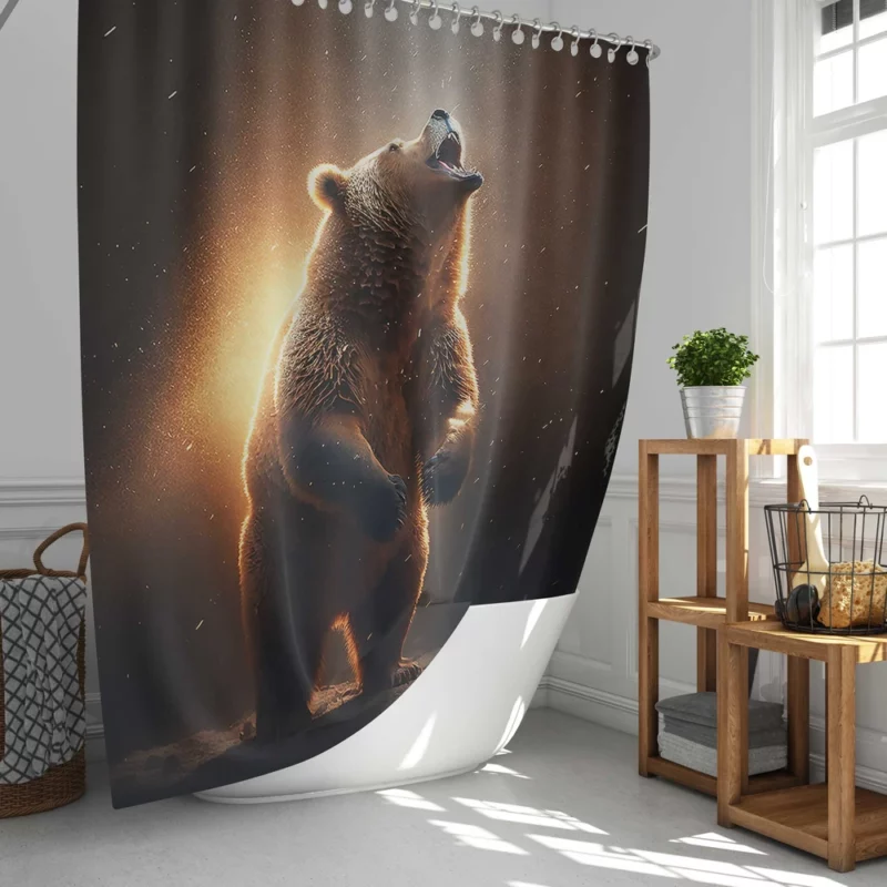 Angry Grizzly Bathed in Flickering Light Shower Curtain