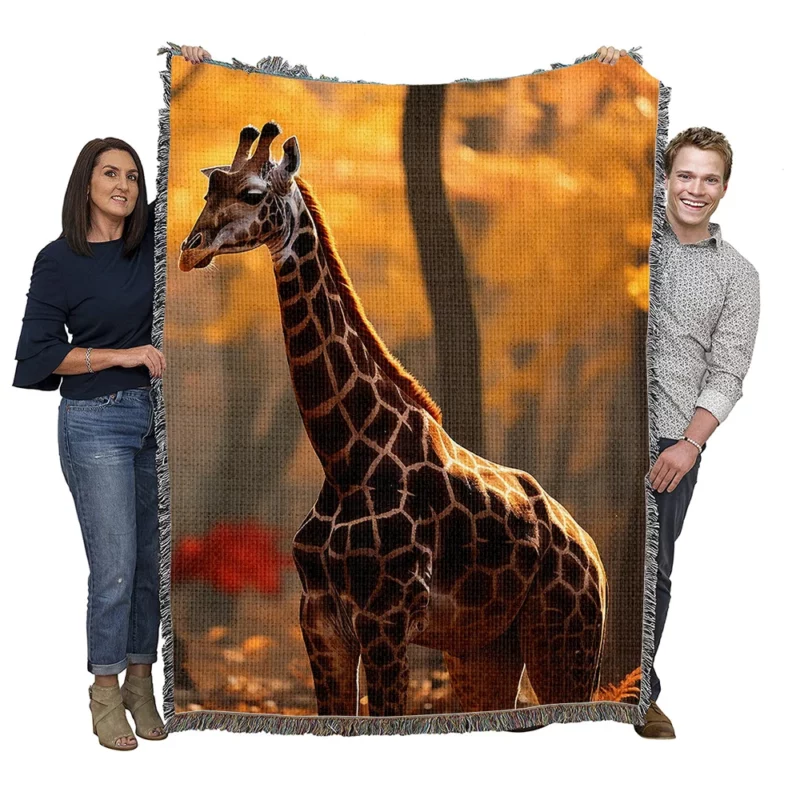 Animals in the Autumn Forest Woven Blanket