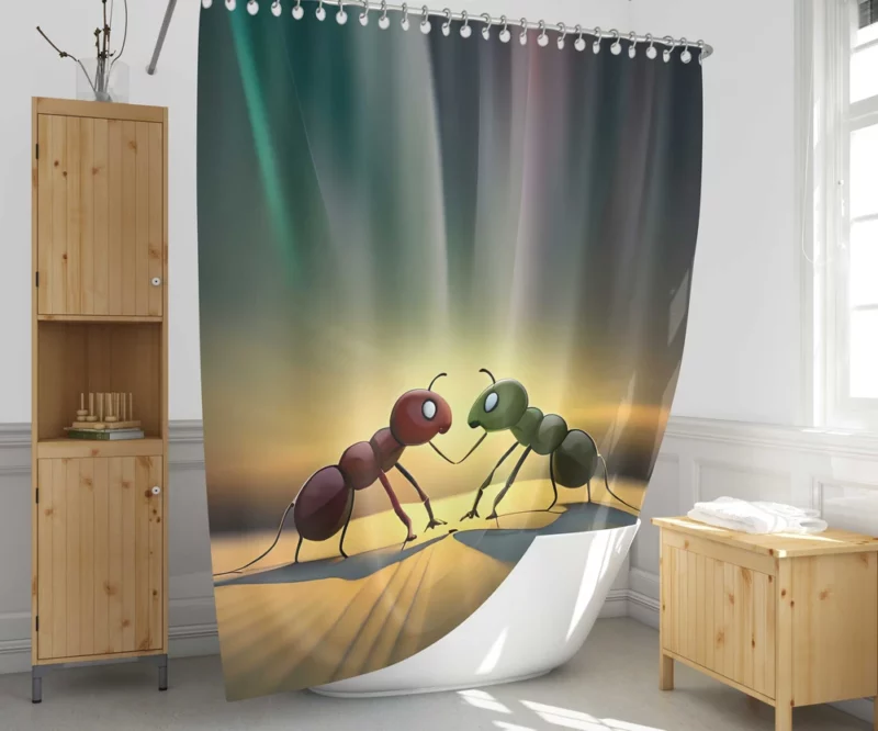 Ant Couple Facing Each Other Shower Curtain 1