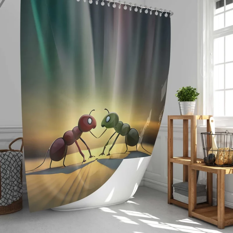 Ant Couple Facing Each Other Shower Curtain