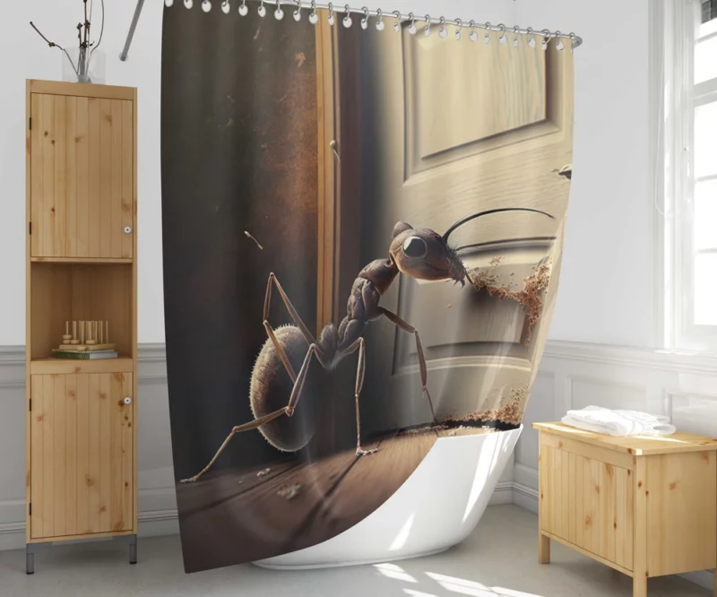 Ant Eating Honey AI Art Shower Curtain 1