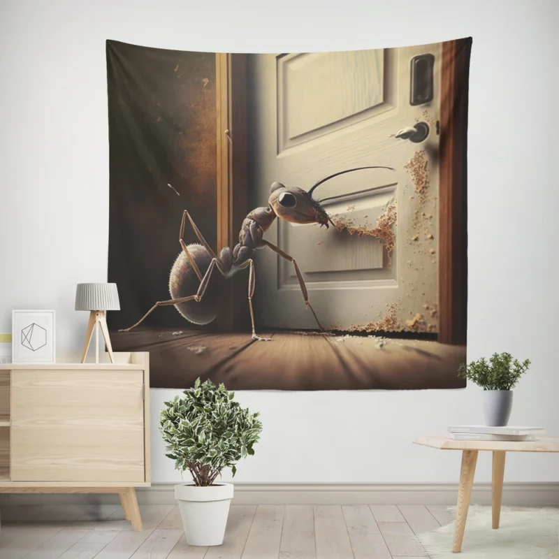 Ant Eating Honey AI Art Wall Tapestry