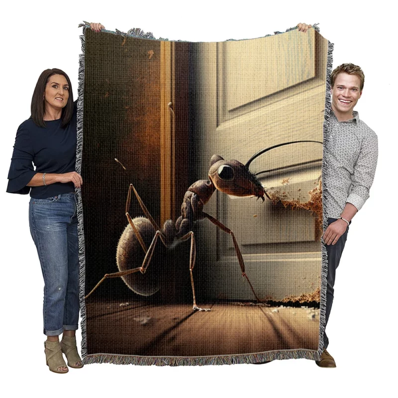 Ant Eating Honey AI Art Woven Blanket